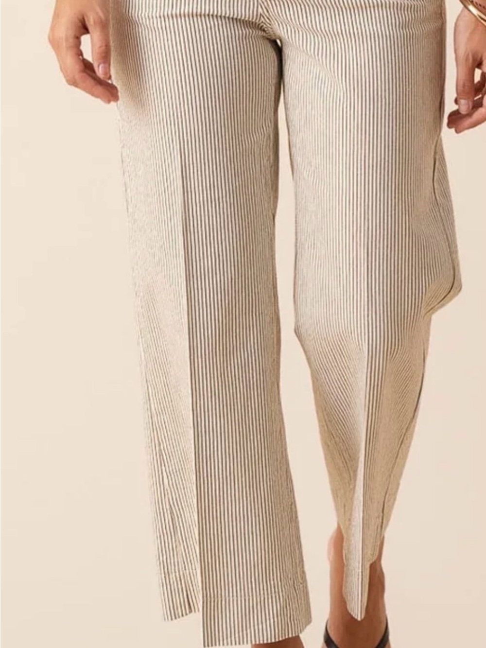 Women's Cream Pinstripe Straight-Leg Trousers